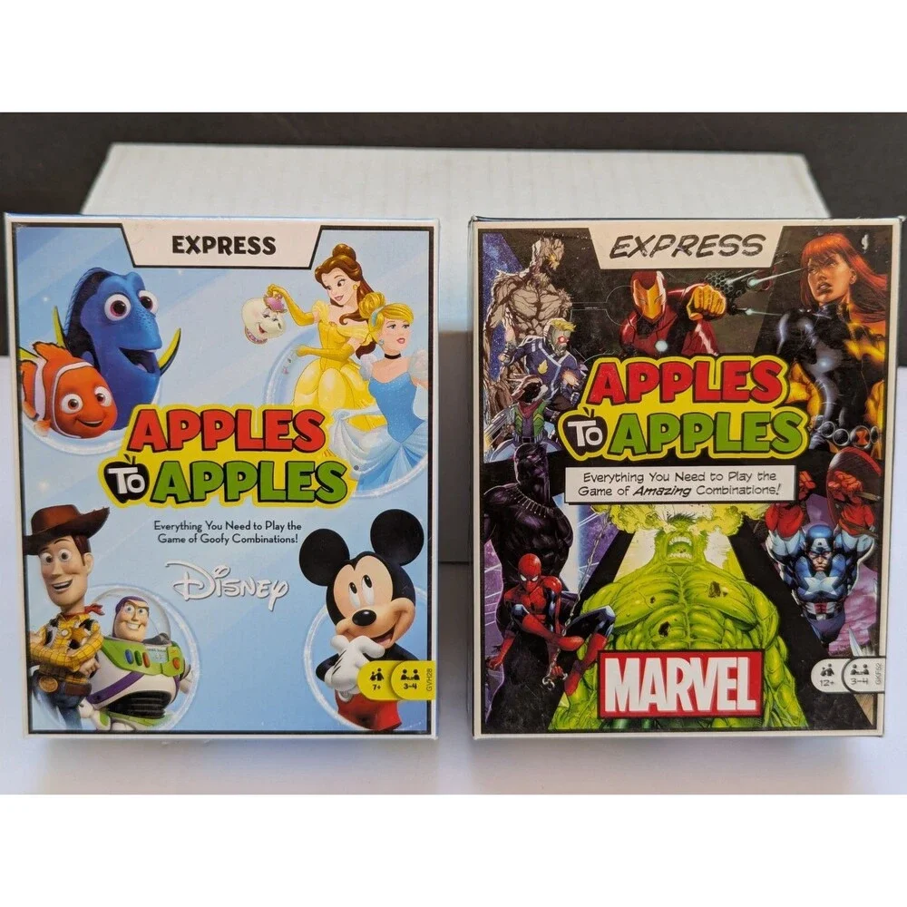 Lot Of 2 Apples to Apples Express Mattel Card Game Disney & Marvel Edition New